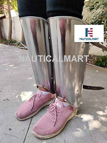 NauticalMart Gothic Medieval Steel Greaves – Knight Leg Armor for Renaissance Fair, LARP & Costume Ideal for Medieval Reenactment, LARP