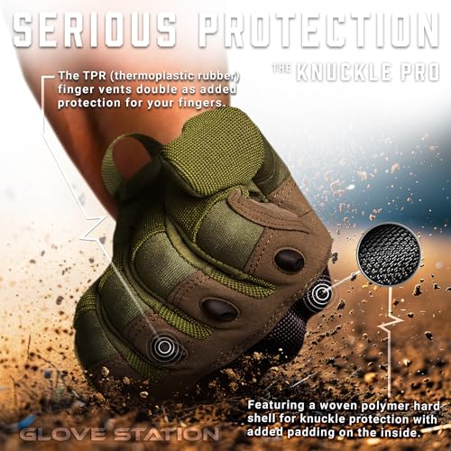 Glove Station Hard Knuckle Utility Gloves, Touchscreen, THKFF, Green, XL - color: Green - Hard Knuckle, size: X-Large