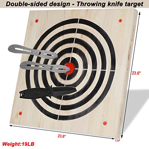Heavy Wooden Axe Throwing Target & Flying Knife Throwing Target with Handles