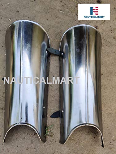 NauticalMart Gothic Medieval Steel Greaves – Knight Leg Armor for Renaissance Fair, LARP & Costume Ideal for Medieval Reenactment, LARP