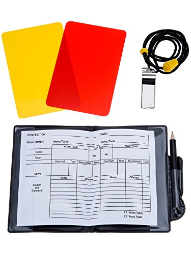 Mudder Referee Card Set with Red Yellow Cards, Metal Whistle for Soccer
