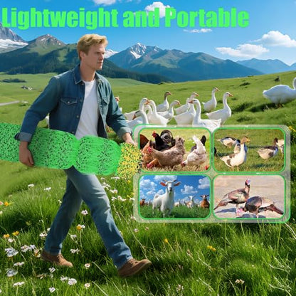 48" x 164' Portable Chicken Fence Kit, Electric Poultry Netting with 16 Posts & 2 Spikes, Anti-Predator Electric Fencing for Chicken, Ducks, Goats, Farm & Ranch Use