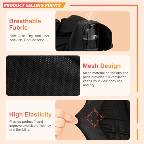 GUOZI Youth Football Padded Shirt with Chest Rib Shoulder Protectors - size: XX-Large, style: Black