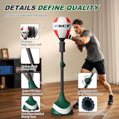 OKCT Punching Bag with Stand, Great Gift for Boxing Lovers, Teens & Adults - color: Green