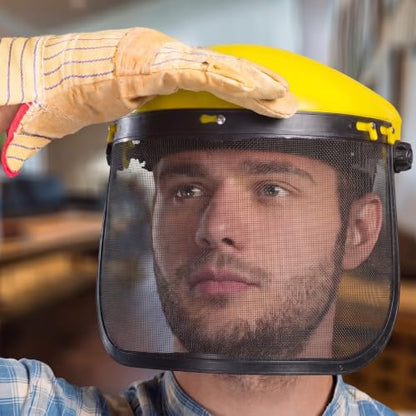 Sabary Safety Face Shield with Mesh Visor for Men, Black,Yellow - color: Black,yellow