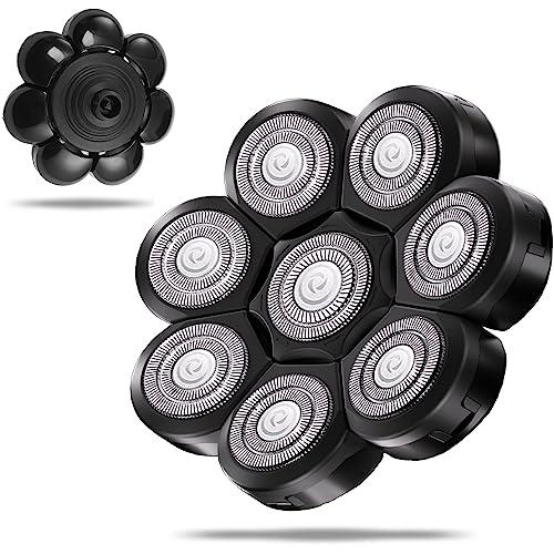 Head Shaver Replacement Heads, Replacement Blades for Bald Men, Stainless Steel 7D Rotary Blades for Electric Head Razor, Black - color: Black8
