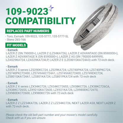 BlueStars 109-9023 Deck Belt Aramid Cord Belt 5/8" x 219" - size: 109-9023, style: Aramid Cord