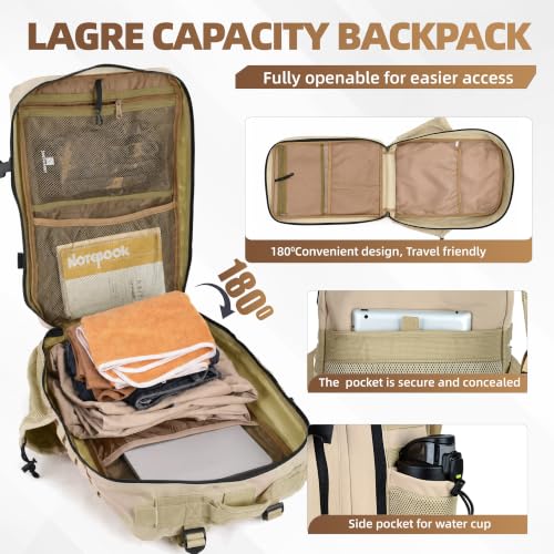 gracedon Tactical Backpack - Military Molle Bag 3 Days Pack for men and Women Large Assault Rucksack 25-45L (25L-light card) - color: 25l-light Card