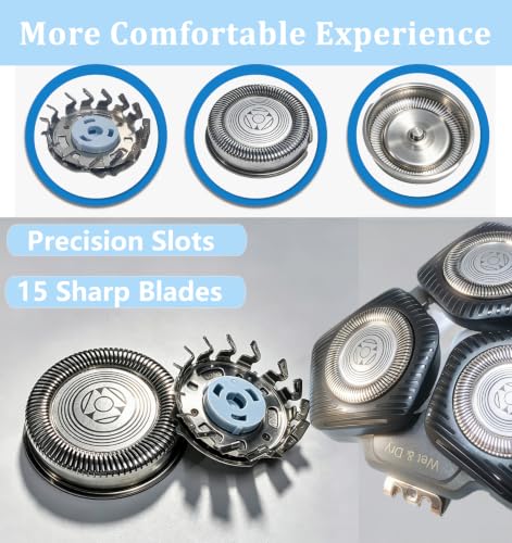 SH71/52 Replacement Blades for Philips Norelco Series 5000 & 7000 Angular Shavers, 3-in-1 Shaver Head Set (3 Blades + 3 Foils), Compatible with S5XXX, S7XXX, S8XXX, S9XXX, SU, SP Series