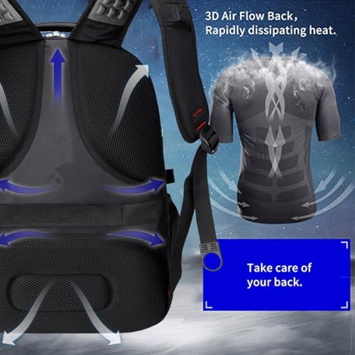 SHRRADOO Extra Large Travel Laptop Backpack for Men, Work College Backpacks - color: Black