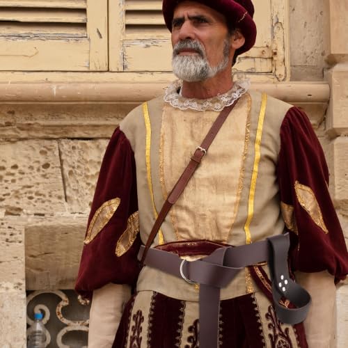 Mikovivi Medieval Renaissance Pirate Belt with Sword Sheath for Women Men - color: Brown