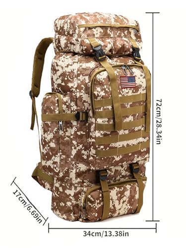 JUMAHE Rugged 80L Military Backpack for Men Versatile, Waterproof, and Breathable Ideal for Camping, Hiking, and Travel (Desert) - color: Desert