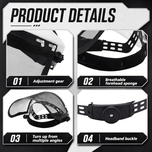 Sabary Safety Face Shield with Mesh Visor for Men, Black,White - color: Black,white