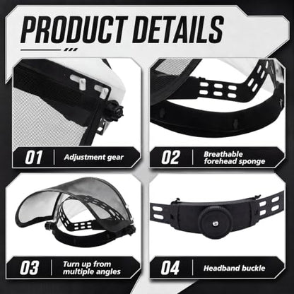 Sabary Safety Face Shield with Mesh Visor for Men, Black,White - color: Black,white