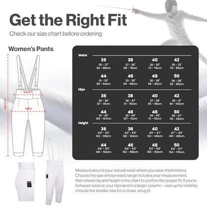 Womens Fencing Pants 350N, Novus Breathable Lightweight Stretch Knickers for Foil Epee & Saber Competition Ready - size: 36 Regular