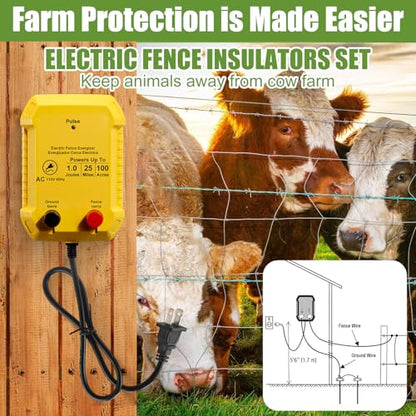 Electric Fence Kit, 25 Mile 110 VAC 1 J Fence Charger, 3366 ft Polywire - style: 1J