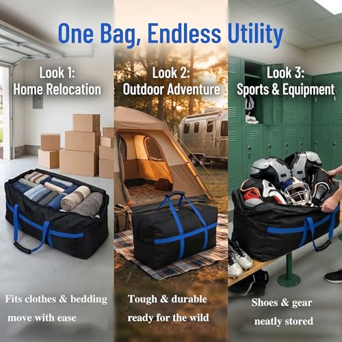 56 Inch Travel Duffel Bag, Heavy Duty 600D Foldable Large Capacity - size: 56"(L)*15"(W)*27"(H)