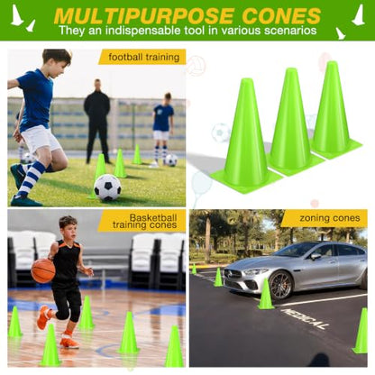 12 Inch Traffic Cones,12pcs Training Sports Cones,Parking Cones - color: green