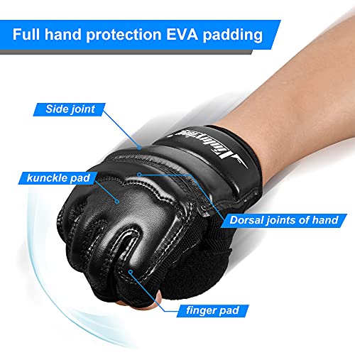 Xinluying MMA Gloves, 8mm EVA Padding, Adjustable Wrist Strap, Women & Kids - color: Black, size: XX-Large