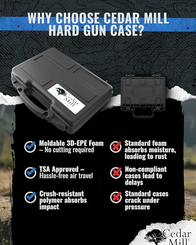TSA Hard Pistol Case, Crushproof Pick and Pluck Foam Handgun Revolver Case - color: Black