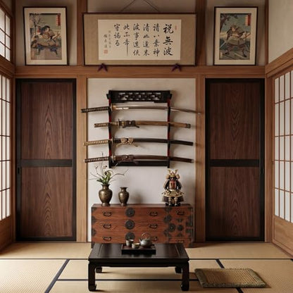 Katana Sword Rack Wall Mount, Hanging Stands for Sword Display,4 Tier - size: 4 Tier