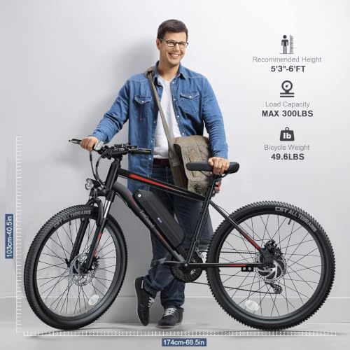 TotGuard Electric Bike, 27.5" Electric Bike for Adults 500W Motor Ebike Adult Electric Bicycles Electric Mountain Bike,48V 499WH Removable Battery,21S Gears,Lockable Suspension Fork - color: Red