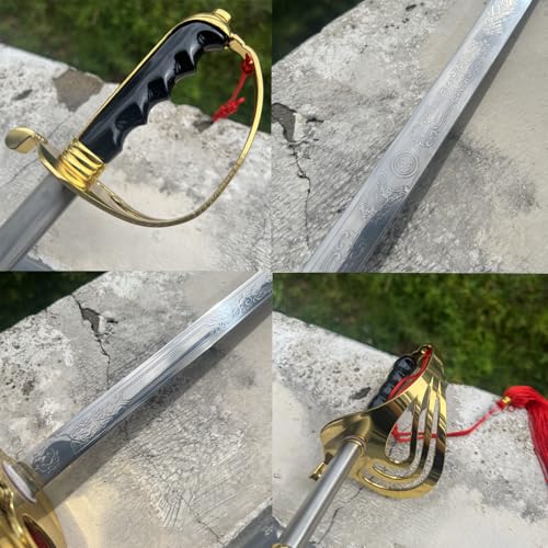 37.8" Stainless Steel Eagle Head Straight Ceremonial Sword,European Honor Guard Parade Sword,Unsharpened Drill Saber - style: C