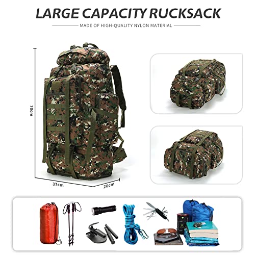 100L Hiking Camping Backpack MOLLE Rucksack Waterproof Daypack for Traveling (Woodland Camo) - color: Woodlandcamo