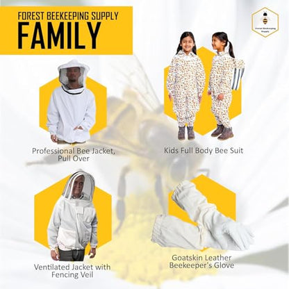 Ventilated Bee Jacket for Men and Women with Gloves and Detachable Fencing Veil, 3-Layer Beekeeping Jacket, YKK Brass Zippers (SMALL) - size: Small