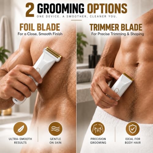 2-In-1Trimmer Blade & Foil Blade Compatible with Manscaped Lawn Mower 5.0 - color: GOLD Trimmer Blade and Foil Blade