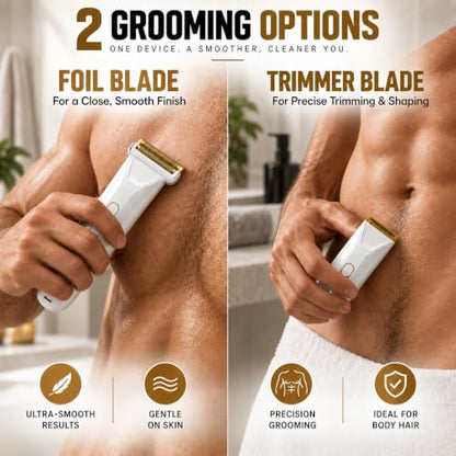 2-In-1Trimmer Blade & Foil Blade Compatible with Manscaped Lawn Mower 5.0 - color: GOLD Trimmer Blade and Foil Blade