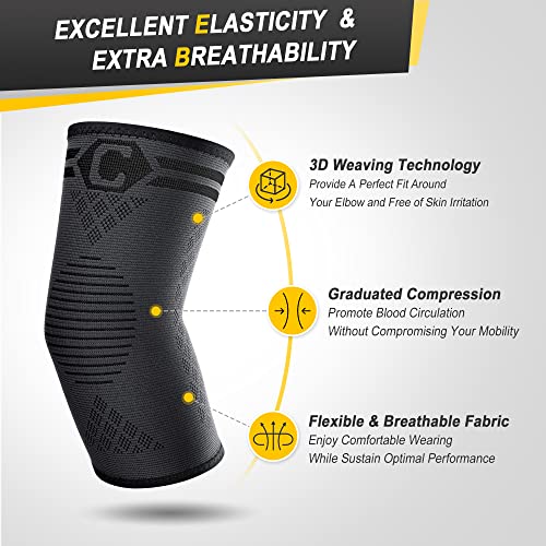 CAMBIVO 2 Pack Elbow Brace Compression Sleeve, Tennis & Golfer's Elbow - color: Black, size: Small