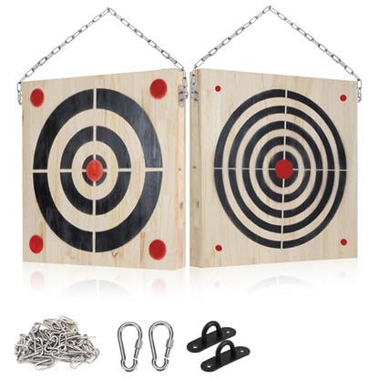 Heavy Wooden Axe Throwing Target & Flying Knife Throwing Target with Handles