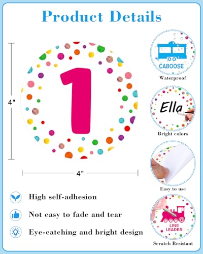 PETCEE Boho Line up Spots for Classroom Floor 36PCS Confetti Number Sticker - color: A-white