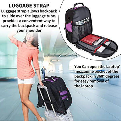 SHRRADOO Large Travel Laptop Backpack for Women, Work College Backpacks - color: Purple