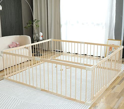 Baby Playpen Play Pen Play Fence Yards Wooden Large,Playpens for Babies and Toddlers Kids Indoor,Baby Play Yards Gym Area,Baby Day Care Play Pin(180x200x61 cm) - size: 180x200x61 cm