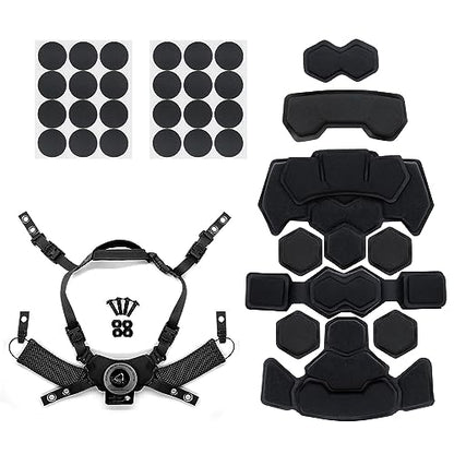 Tactical Helmet Pads and Helmet Chin Strap Replacement Adjustable for Tactical Fast MICH ACH Bump FMA EXF Helmet Replacement Accessories Kit - color: black