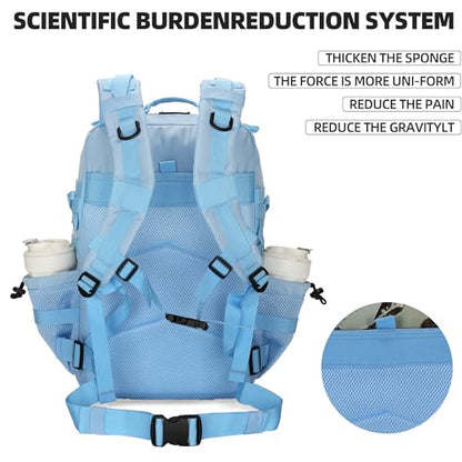 Military 45L Tactical Assault Backpack 3 day assault pack with Molle Waterproof backpack Rucksack for Tactical Backpacks - color: Skyblue