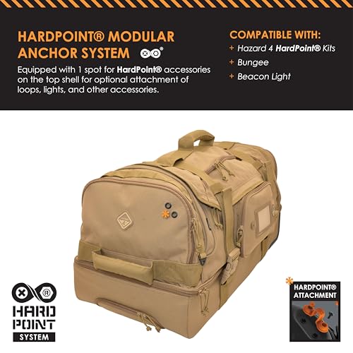 HAZARD 4 Shoreleave - Rolling Duffle Bag With Wheels and Handle - Large Heavy Duty Travel Luggage, Wheeled Camping Duffel Bags for Men and Women, Tactical Weekender Baggage (103.4L) (Coyote)