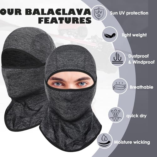 Achiou Ski Mask Balaclava Shiesty, Cooling Ice Silk Motorcycle Face Cover - color: Hemp Gray