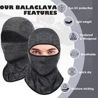 Achiou Ski Mask Balaclava Shiesty, Cooling Ice Silk Motorcycle Face Cover - color: Hemp Gray