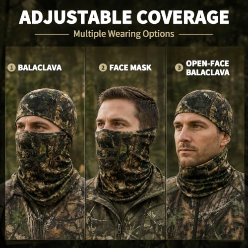 Lightweight Hunting Balaclava Camo Face Mask with Mesh Panel - color: Ridgewood