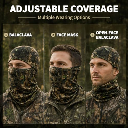 Lightweight Hunting Balaclava Camo Face Mask with Mesh Panel - color: Ridgewood