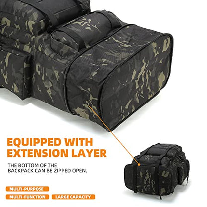 100L Hiking Camping Backpack MOLLE Rucksack Waterproof Daypack for Traveling - color: Blackcame