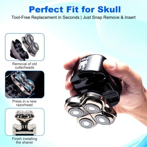 4 Pack 4-Shaver Replacement Heads for Skull Pitbull Series - size: 4 Repl Head