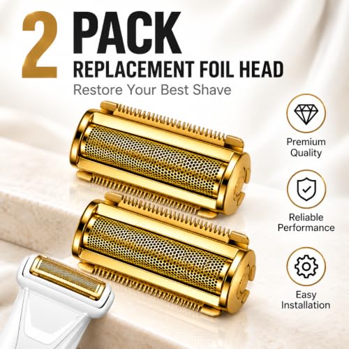 Replacement Foil Blade Compatible with MANSCAPED The Lawn Mower Electric 5.0 Ultra Hair Trimmer,Replacement Clipper Blades Groin Hair Foil Shaver Head for Close Body Hair Grooming(2 PACK GOLD) - color: GOLD/2 Pcs