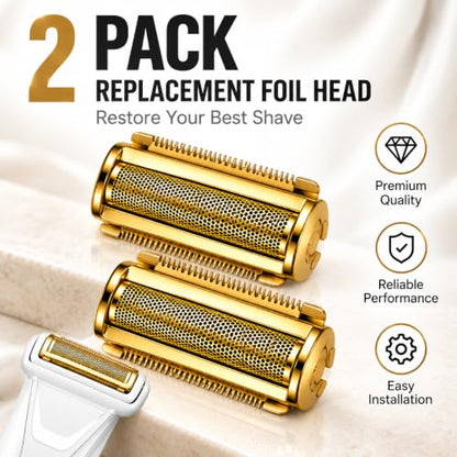 Replacement Foil Blade Compatible with MANSCAPED The Lawn Mower Electric 5.0 Ultra Hair Trimmer,Replacement Clipper Blades Groin Hair Foil Shaver Head for Close Body Hair Grooming(2 PACK GOLD) - color: GOLD/2 Pcs