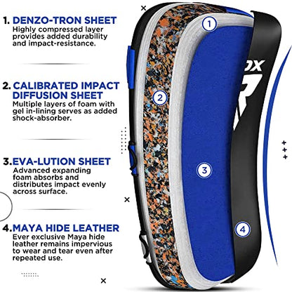 RDX Muay Thai Pad for Training, Curved Kickboxing Kicking Strike Shield, Coaching Kick Boxing, MMA, Martial Arts, Karate, Taekwondo, Punching, Foot, Knee and Elbow Target - color: Blue
