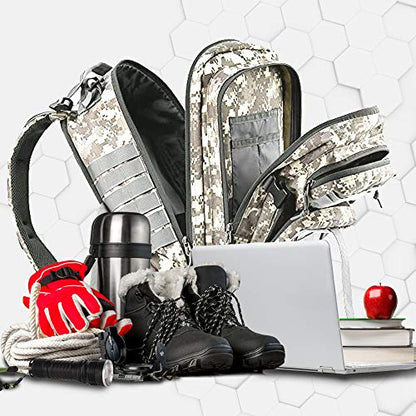 EMDMAK Military Tactical Backpack, 42L Large Military Pack Army 3 Day Assault Pack Molle Bag Rucksack - color: Acu