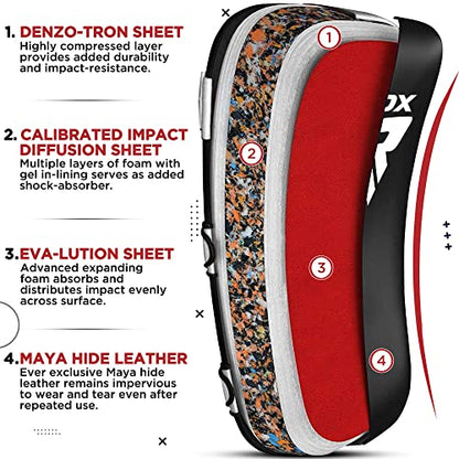 RDX Muay Thai Pad for Training, Curved Kickboxing Kicking Strike Shield, Coaching Kick Boxing, MMA, Martial Arts, Karate, Taekwondo, Punching, Foot, Knee and Elbow Target - color: White